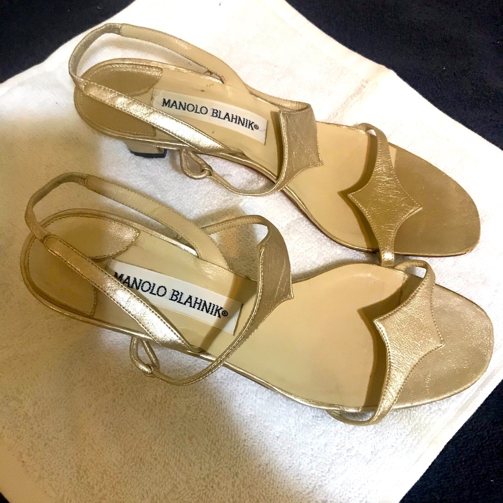 Manolo Blahnik gold sandals